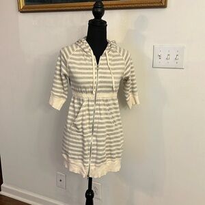 Free People Intimately Women's 3/4 Sleeve Gray Striped Full Zip Hoodie, Sz. S.